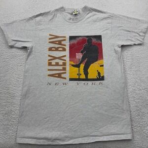 Vintage 90s Alex Bay‎ New York Baseball Graphic T Shirt Mens Size Large